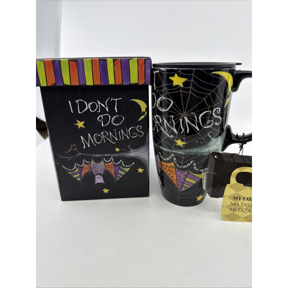 Cypress‎ Ceramic Travel Mug Spill Resistant Lid17 Oz Bats Halloween Funny NWT
